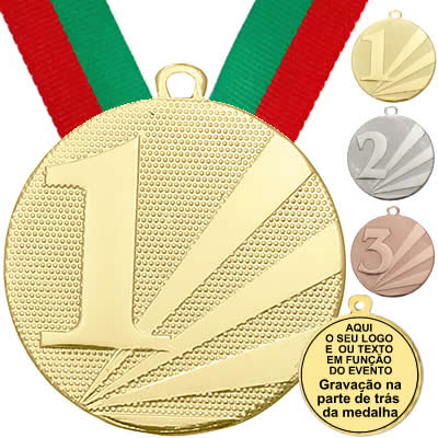 Medalha de metal 50 mm na cor dourada para premiar os vencedores