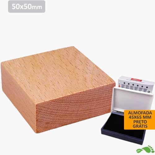 Carimbo madeira quadrado 50x50 mm